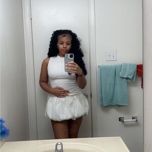 White Sleeveless Top and Bubble Shorts Set